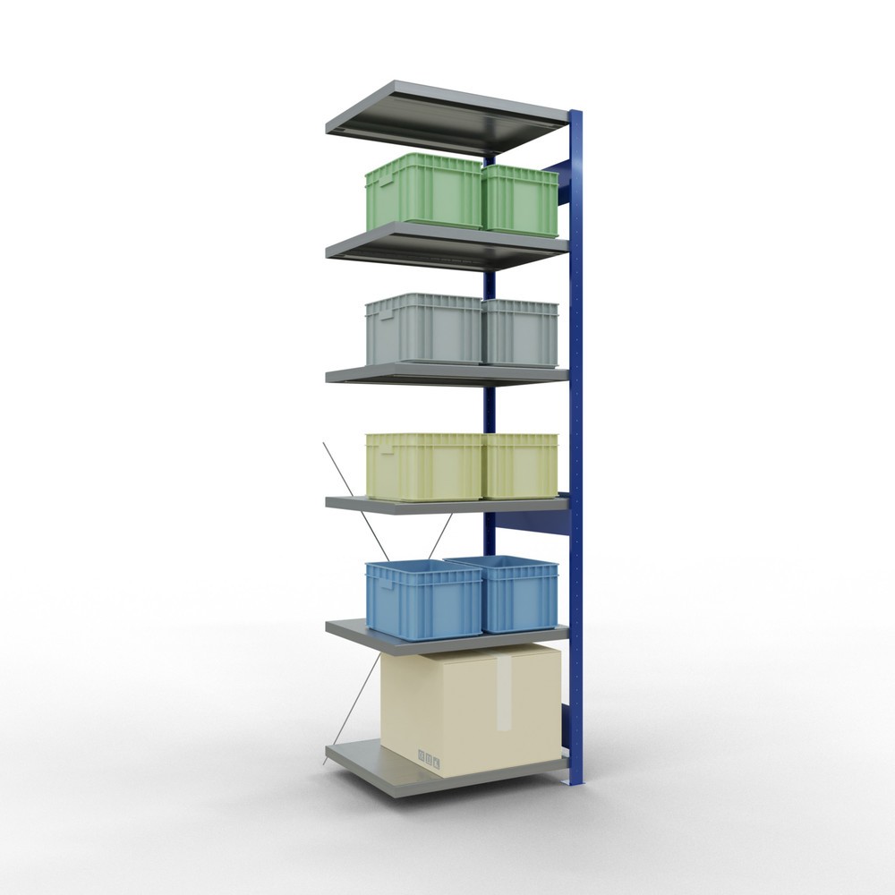 Produktabbildung Nr. 3: Rayonnage à tablettes SCHULTE, travée auxiliaire, bleu gentiane/galvanisé, CT 250 kg, HxlxP 2 500 x 750 x 600 mm