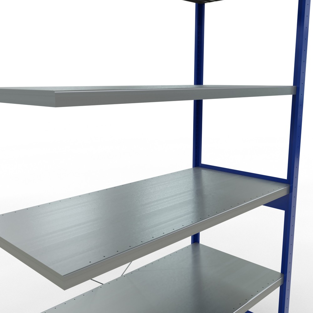 Produktabbildung Nr. 5: Rayonnage à tablettes SCHULTE, travée auxiliaire, bleu gentiane/galvanisé, CT 250 kg, HxlxP 2 500 x 1 300 x 600 mm