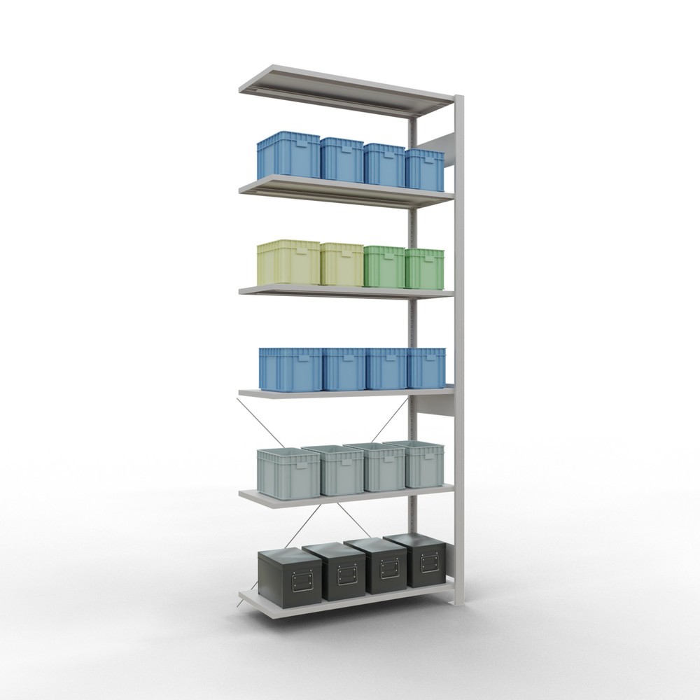 Produktabbildung Nr. 3: Rayonnage à tablettes SCHULTE, travée auxiliaire, charge par tablette 150 kg, gris clair, HxlxP 2500 x 1000 x 400 mm