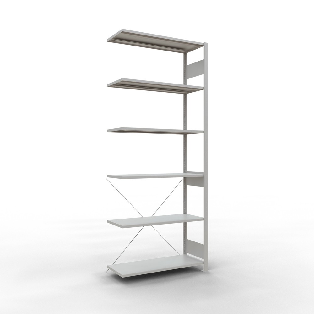 Illustration du produit: Rayonnage à tablettes SCHULTE, travée auxiliaire, charge par tablette 150 kg, gris clair, HxlxP 2500 x 1000 x 400 mm