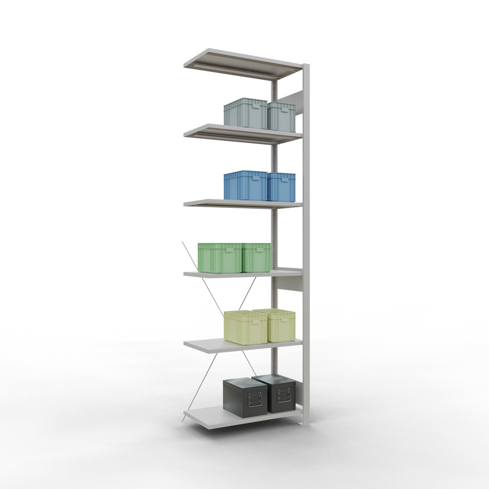 Produktabbildung Nr. 3: Rayonnage à tablettes SCHULTE, travée auxiliaire, charge par tablette 150 kg, gris clair, H x l x P 2 500 x 750 x 400 mm