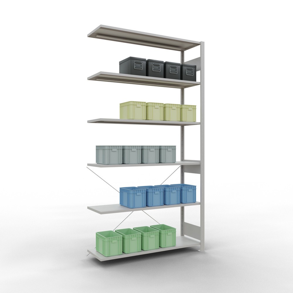Produktabbildung Nr. 3: Rayonnage à tablettes SCHULTE, travée auxiliaire, charge par tablette 150 kg, gris clair, HxlxP 2500 x 1300 x 400 mm