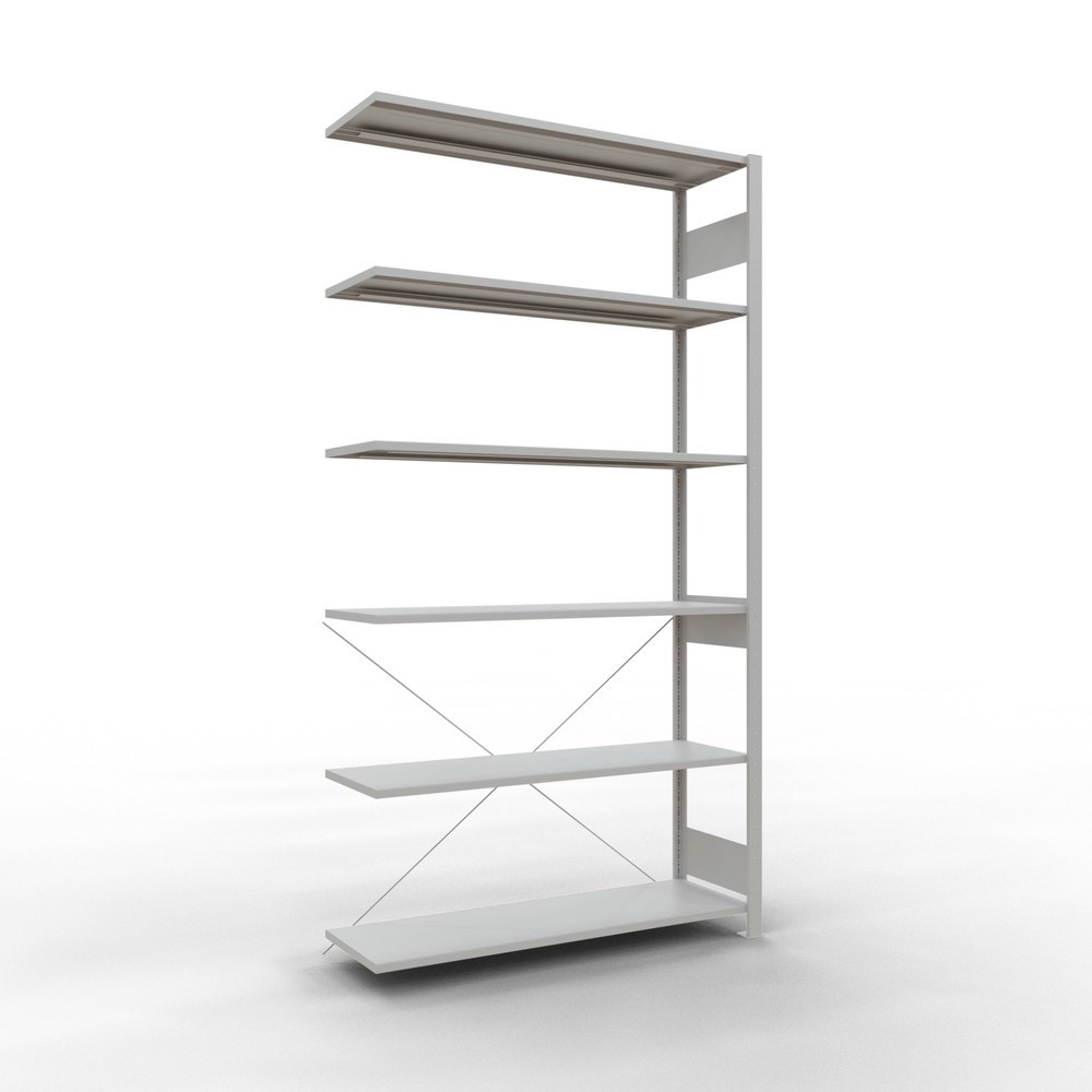 Illustration du produit: Rayonnage à tablettes SCHULTE, travée auxiliaire, charge par tablette 150 kg, gris clair, HxlxP 2500 x 1300 x 400 mm