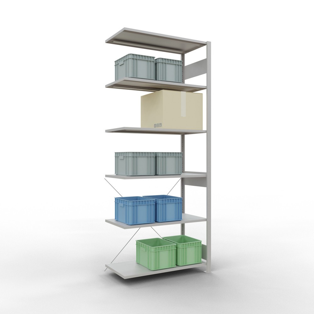 Produktabbildung Nr. 3: Rayonnage à tablettes SCHULTE, travée auxiliaire, charge par tablette 150 kg, gris clair, HxlxP 2500 x 1000 x 500 mm