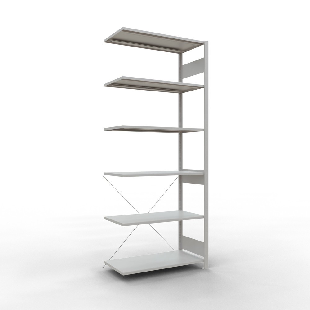 Illustration du produit: Rayonnage à tablettes SCHULTE, travée auxiliaire, charge par tablette 150 kg, gris clair, HxlxP 2500 x 1000 x 500 mm