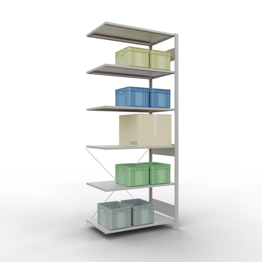 Produktabbildung Nr. 3: Rayonnage à tablettes SCHULTE, travée auxiliaire, charge par tablette 150 kg, gris clair, HxlxP 2500 x 1000 x 600 mm