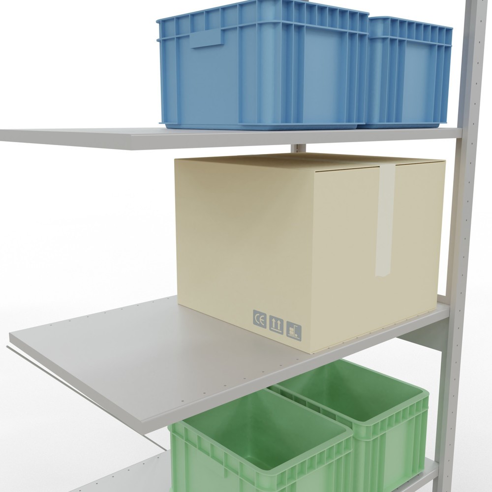 Produktabbildung Nr. 4: Rayonnage à tablettes SCHULTE, travée auxiliaire, charge par tablette 150 kg, gris clair, HxlxP 2500 x 1000 x 600 mm
