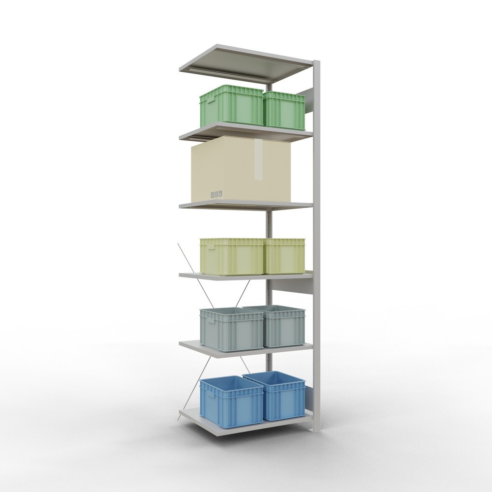 Produktabbildung Nr. 3: Rayonnage à tablettes SCHULTE, travée auxiliaire, charge par tablette 150 kg, gris clair, H x l x P 2 500 x 750 x 600 mm