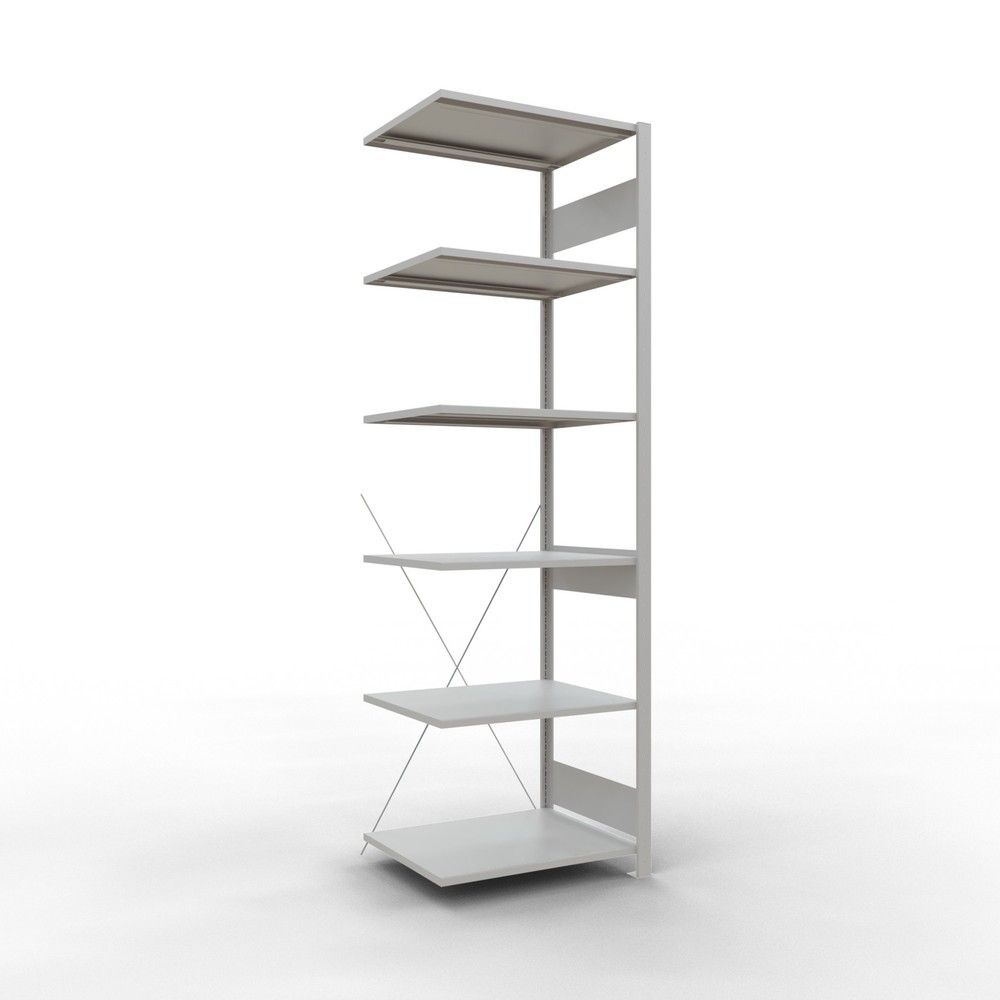Produktabbildung Nr. 1: Rayonnage à tablettes SCHULTE, travée auxiliaire, charge par tablette 150 kg, gris clair, H x l x P 2 500 x 750 x 600 mm