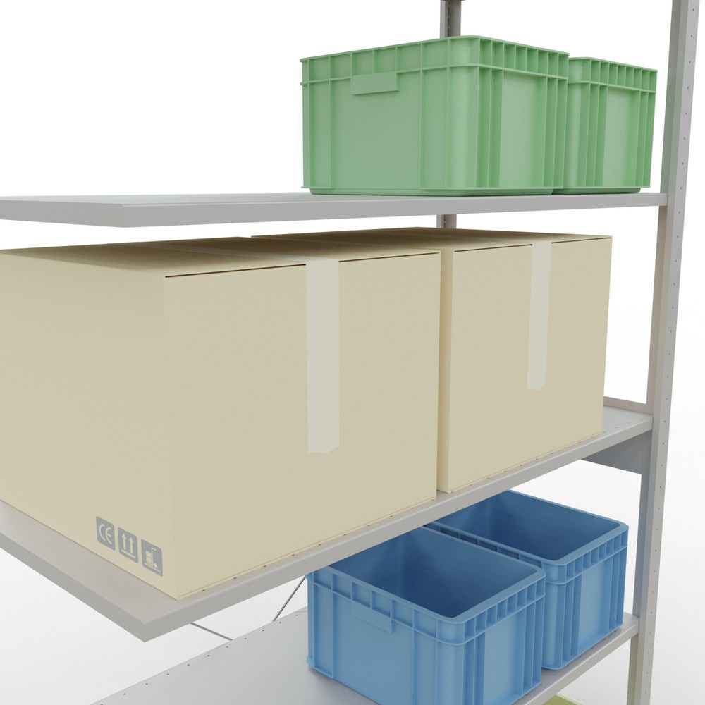 Produktabbildung Nr. 4: Rayonnage à tablettes SCHULTE, travée auxiliaire, charge par tablette 150 kg, gris clair, HxlxP 2500 x 1300 x 600 mm