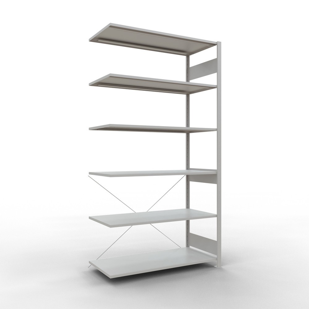 Produktabbildung Nr. 1: Rayonnage à tablettes SCHULTE, travée auxiliaire, charge par tablette 150 kg, gris clair, HxlxP 2500 x 1300 x 600 mm