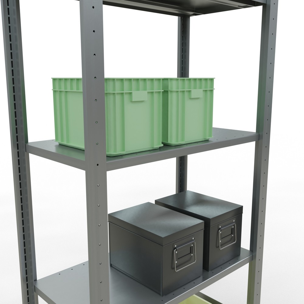 Produktabbildung Nr. 3: SCHULTE Rayonnage à tablettes galvanisé avec 5 tablettes en tôle d’acier, charge par tablette 150 kg, HxlxP 2 000 x 810 x 436 mm