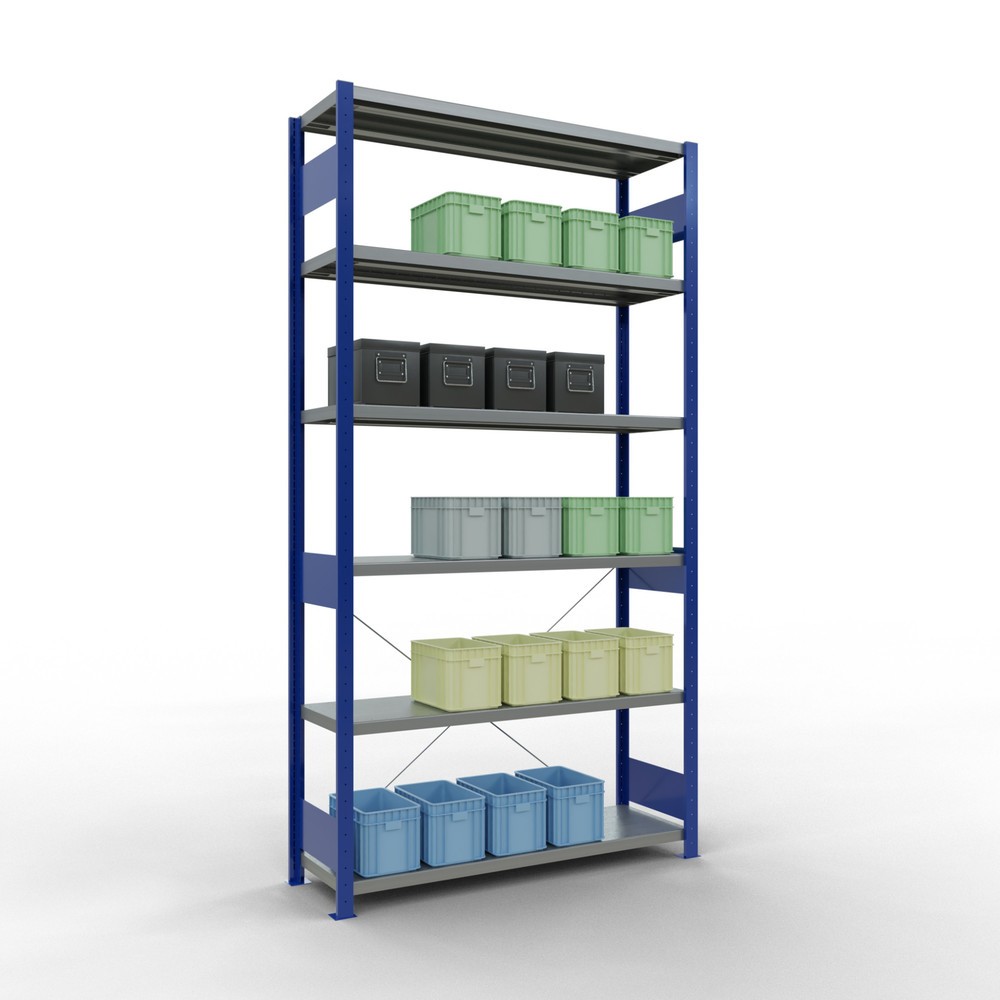 Produktabbildung Nr. 3: SCHULTE Rayonnage à tablettes, bleu gentiane / galvanisé, charge par tablette 250 kg, HxlxP 2 500 x 1 360 x 436 mm