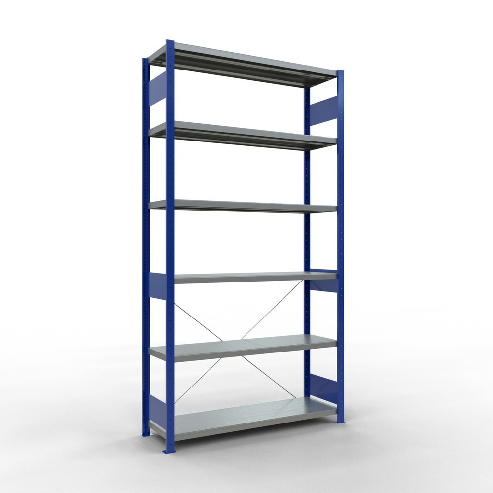 Illustration du produit: SCHULTE Rayonnage à tablettes, bleu gentiane / galvanisé, charge par tablette 250 kg, HxlxP 2 500 x 1 360 x 436 mm