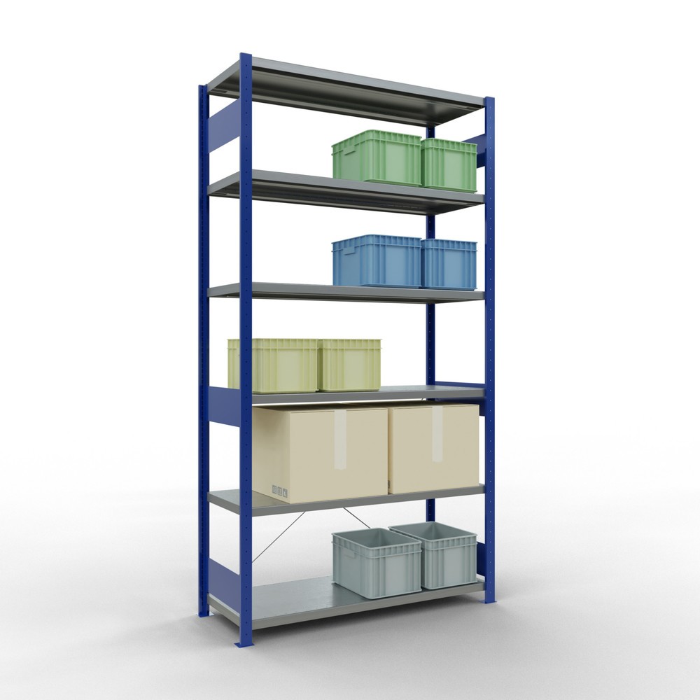 Produktabbildung Nr. 3: SCHULTE Rayonnage à tablettes, bleu gentiane / galvanisé, charge par tablette 250 kg, HxlxP 2 500 x 1 360 x 536 mm