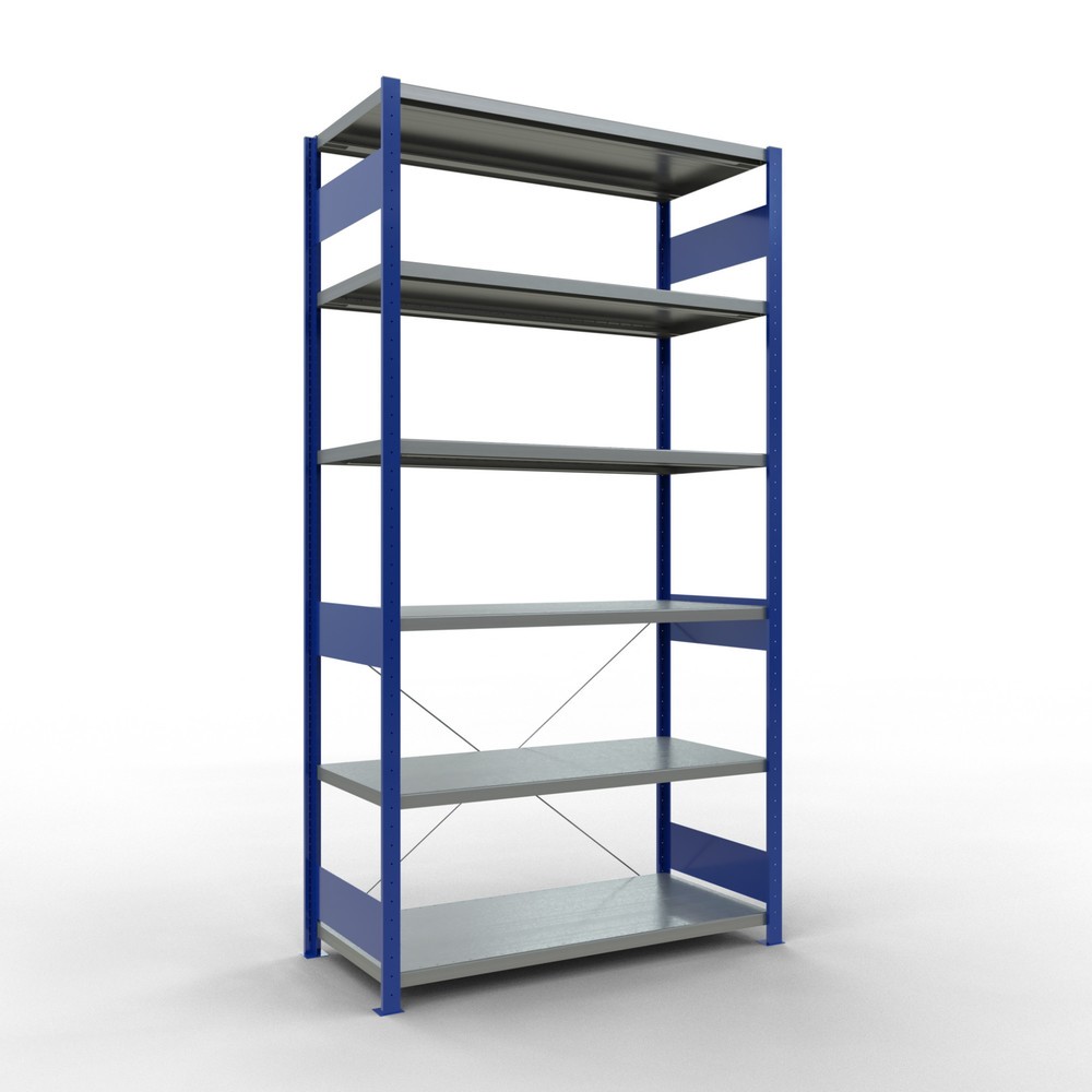 Produktabbildung Nr. 1: SCHULTE Rayonnage à tablettes, bleu gentiane / galvanisé, charge par tablette 250 kg, HxlxP 2 500 x 1 360 x 636 mm