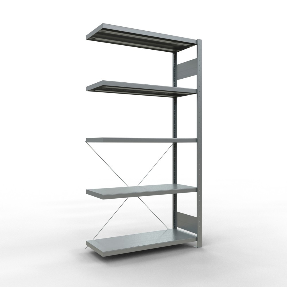 Produktabbildung Nr. 1: Rayonnage à tablettes SCHULTE, montage par enfichage, travée auxiliaire, charge par tablette 330 kg, galvanisé, HxlxP 2000 x 1000 x 400 mm