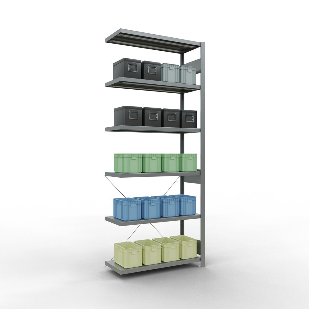 Produktabbildung Nr. 3: Rayonnage à tablettes SCHULTE, montage par enfichage, travée auxiliaire, charge par tablette 330 kg, galvanisé, HxlxP 2 500 x 1000 x 400 mm