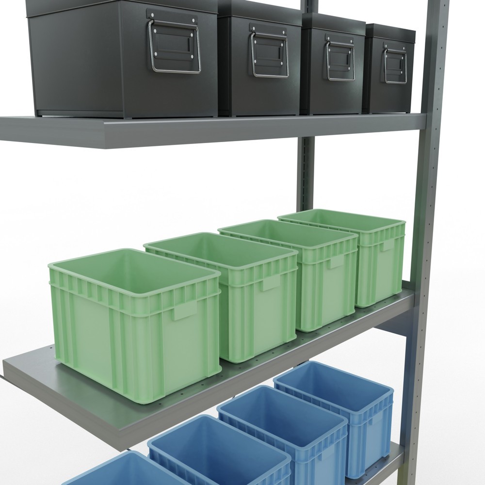 Produktabbildung Nr. 4: Rayonnage à tablettes SCHULTE, montage par enfichage, travée auxiliaire, charge par tablette 330 kg, galvanisé, HxlxP 2 500 x 1000 x 400 mm