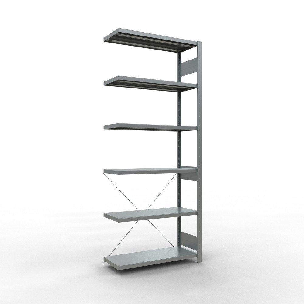 Produktabbildung Nr. 1: Rayonnage à tablettes SCHULTE, montage par enfichage, travée auxiliaire, charge par tablette 330 kg, galvanisé, HxlxP 2 500 x 1000 x 400 mm