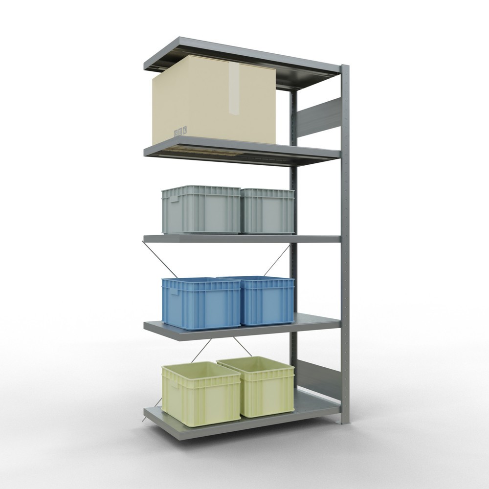 Produktabbildung Nr. 3: Rayonnage à tablettes SCHULTE, montage par enfichage, travée auxiliaire, charge par tablette 330 kg, galvanisé, HxlxP 2000 x 1000 x 500 mm