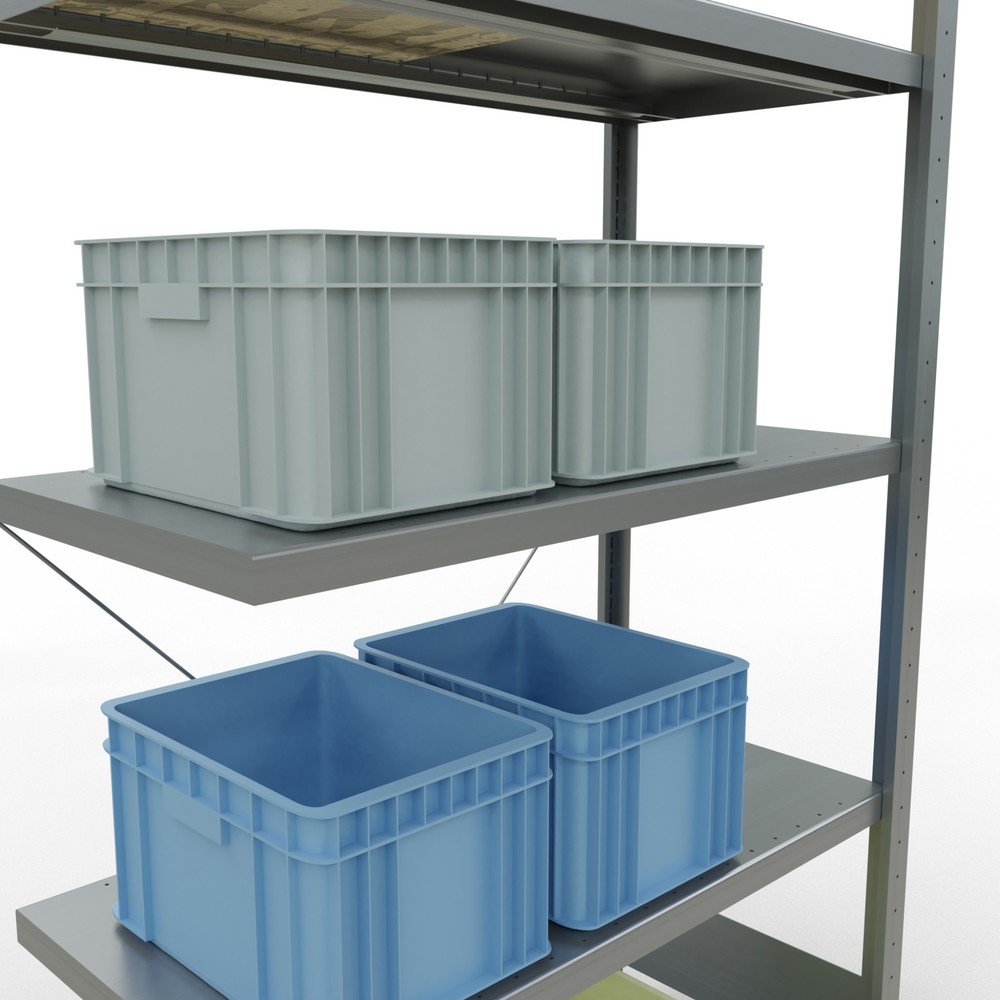Produktabbildung Nr. 4: Rayonnage à tablettes SCHULTE, montage par enfichage, travée auxiliaire, charge par tablette 330 kg, galvanisé, HxlxP 2000 x 1000 x 500 mm