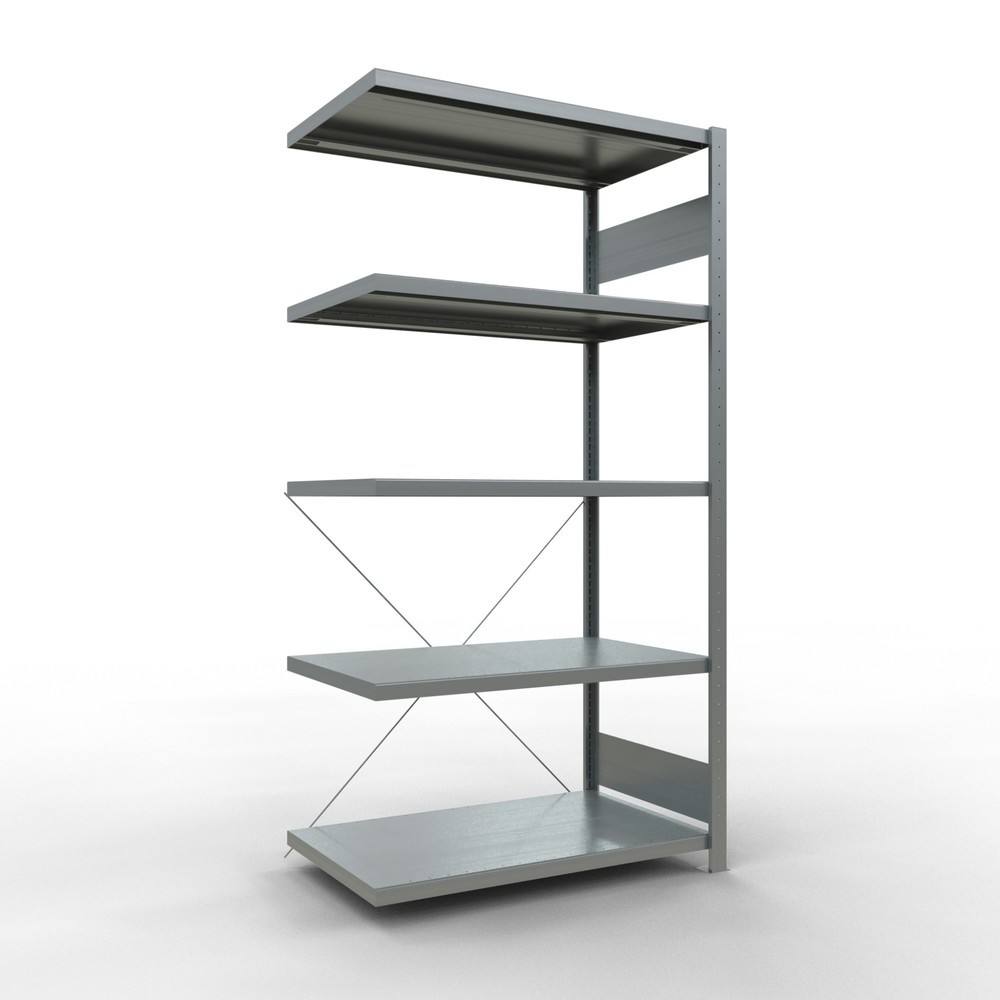 Produktabbildung Nr. 1: Rayonnage à tablettes SCHULTE, montage par enfichage, travée auxiliaire, charge par tablette 330 kg, galvanisé, HxlxP 2000 x 1000 x 600 mm