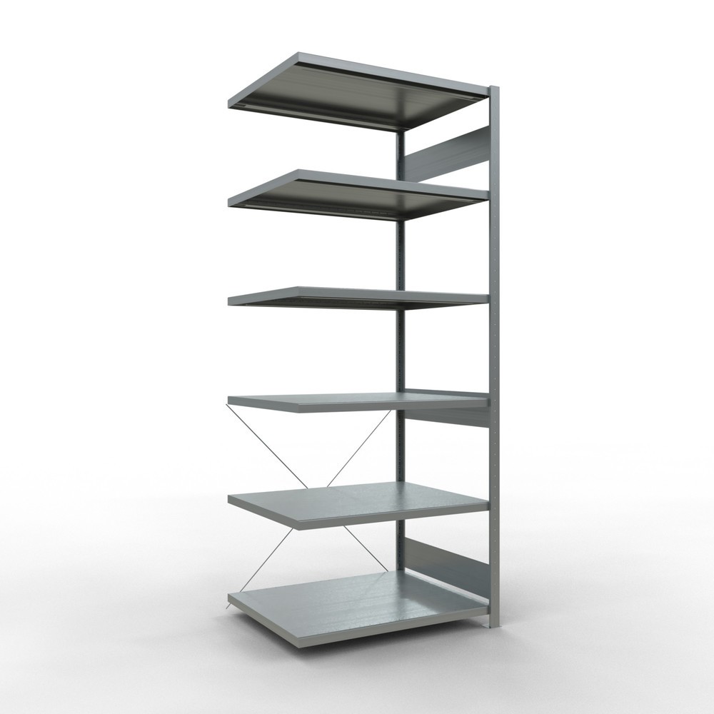 Illustration du produit: Rayonnage à tablettes SCHULTE, montage par enfichage, travée auxiliaire, charge par tablette 330 kg, galvanisé, HxlxP 2500 x 1000 x 800 mm