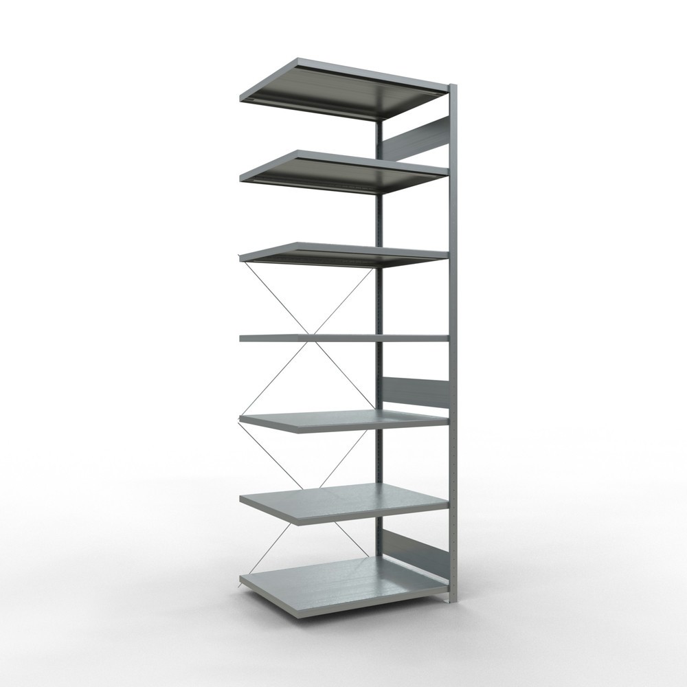 Produktabbildung Nr. 1: Rayonnage à tablettes SCHULTE, système à emboîter, travée auxiliaire, charge par tablette 330 kg, galvanisé, HxlxP 3000 x 1000 x 800 mm