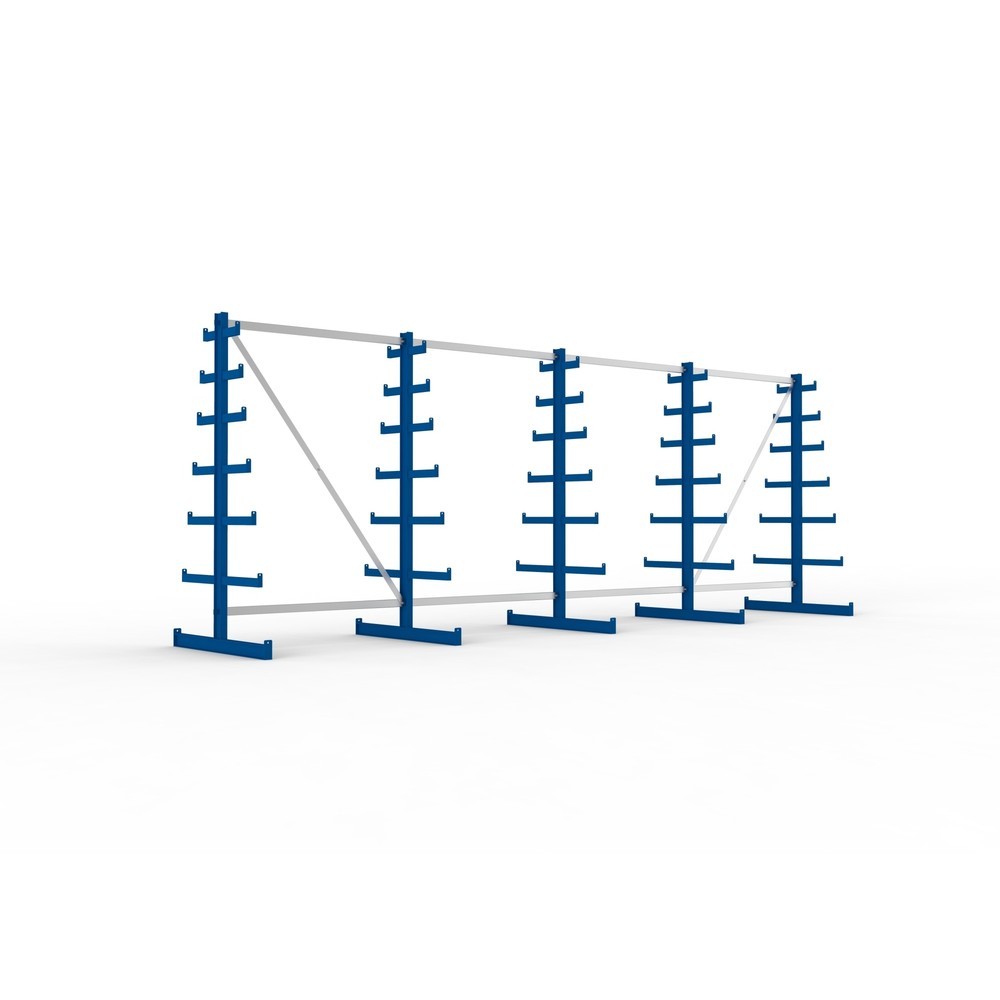 Illustration du produit: Kit complet de rayonnage cantilever META, double accès, capacité de charge par bras 150 kg, H x l x P 2 000 x 5 455 x 1 090 mm, 5 montants