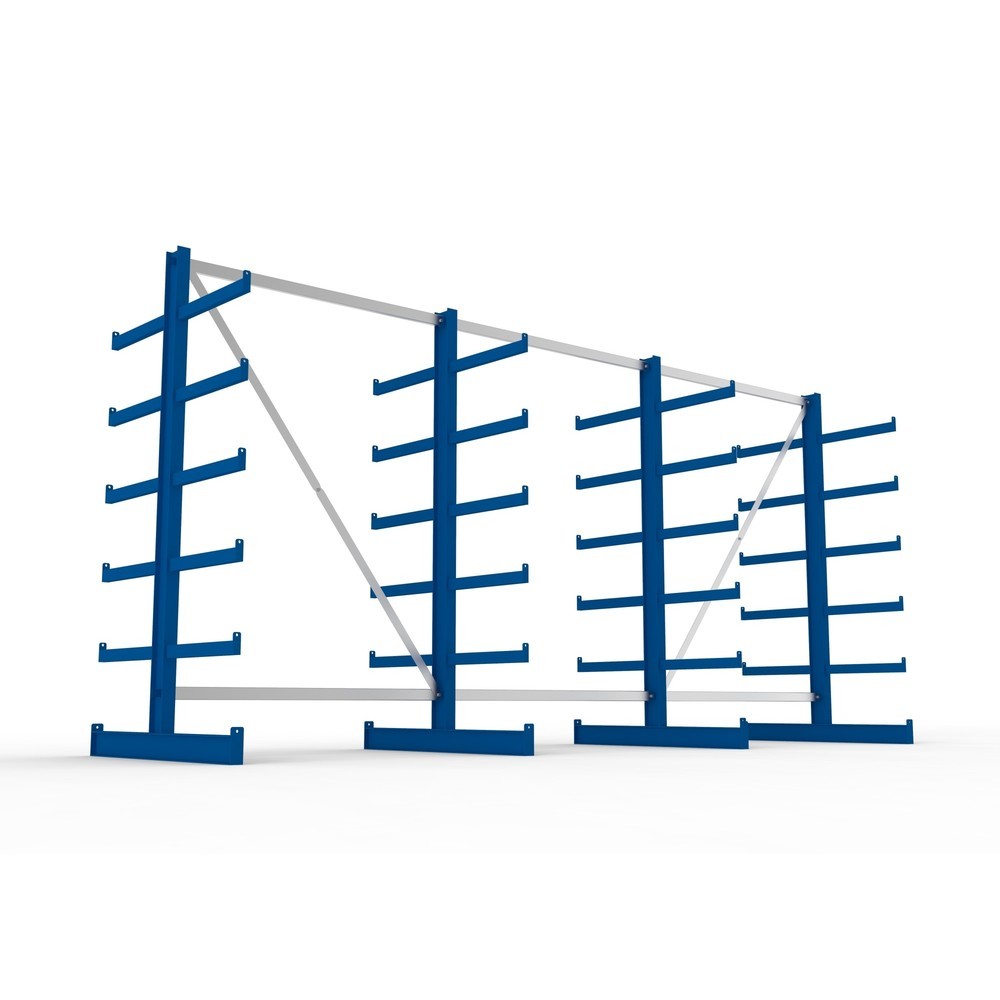 Produktabbildung Nr. 4: Kit complet de rayonnage cantilever META, double accès, capacité de charge par bras 200 kg, H x l x P 2 000 x 4 105 x 1 150 mm, 4 montants