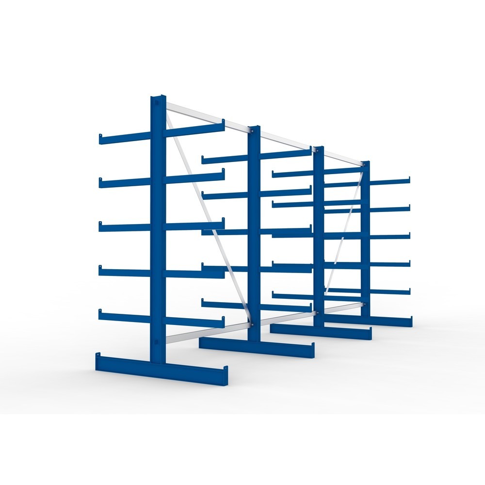 Produktabbildung Nr. 6: Kit complet de rayonnage cantilever META, double accès, capacité de charge par bras 200 kg, H x l x P 2 000 x 4 105 x 1 150 mm, 4 montants