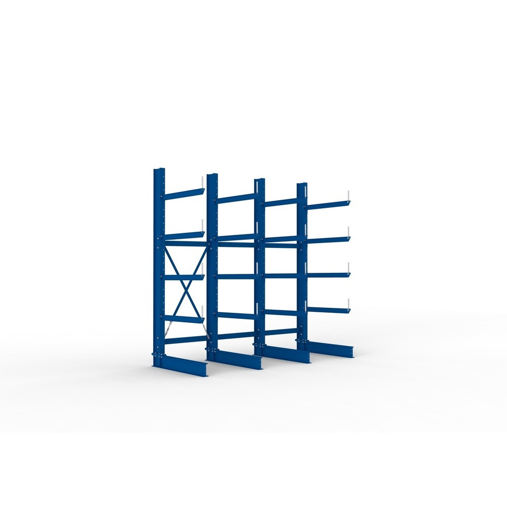 Illustration du produit: Kit complet de rayonnage cantilever pour charges lourdes META, unilatéral, capacité de charge par bras 505 kg, H x l x P 3 000 x 3 090 x 1 355 mm, 4 montants