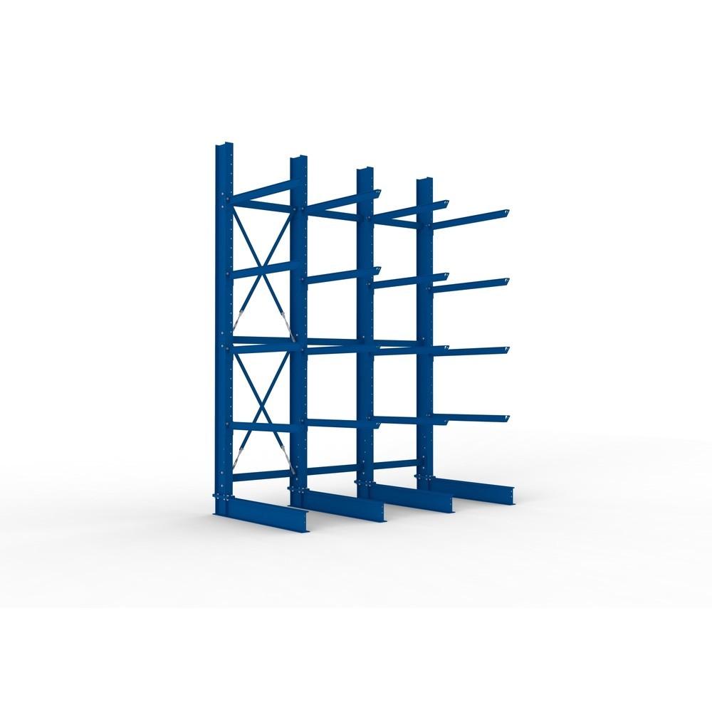 Produktabbildung Nr. 1: Kit complet de rayonnage cantilever pour charges lourdes META, unilatéral, capacité de charge par bras 400 kg, H x l x P 4 000 x 3 100 x 1 605 mm, 4 montants