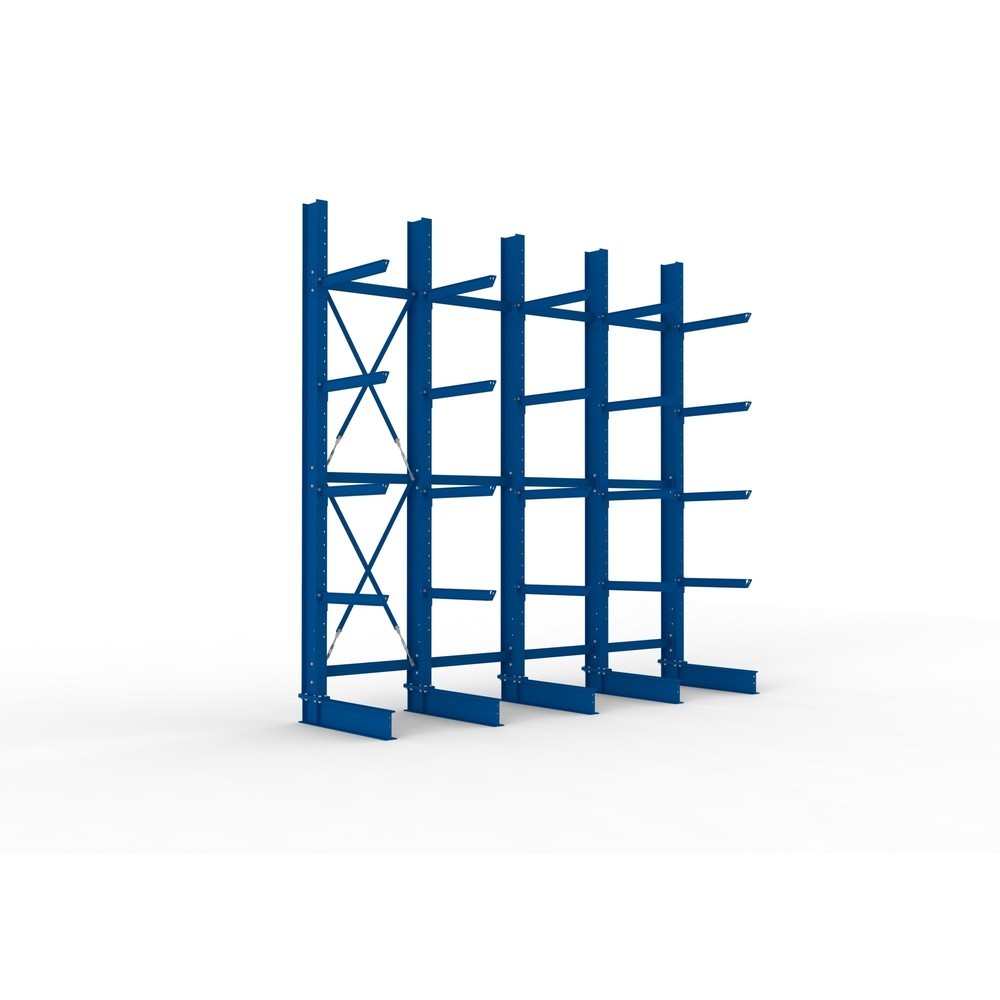 Produktabbildung Nr. 1: Kit complet de rayonnage cantilever pour charges lourdes META, unilatéral, capacité de charge par bras 630 kg, H x l x P 4 000 x 4 100 x 1 155 mm, 5 montants
