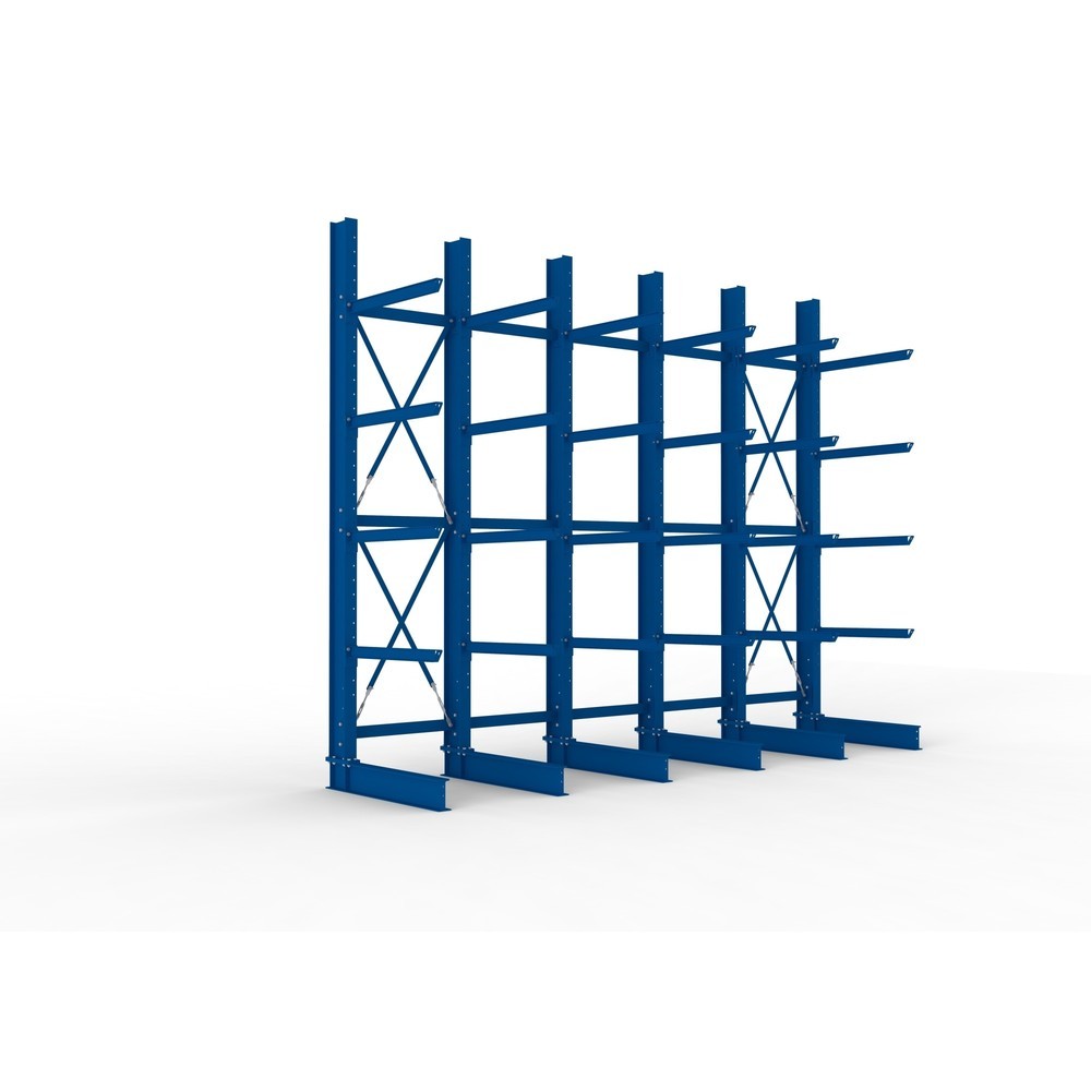 Produktabbildung Nr. 1: Kit complet de rayonnage cantilever pour charges lourdes META, unilatéral, capacité de charge par bras 505 kg, H x l x P 4 000 x 5 100 x 1 355 mm, 6 montants