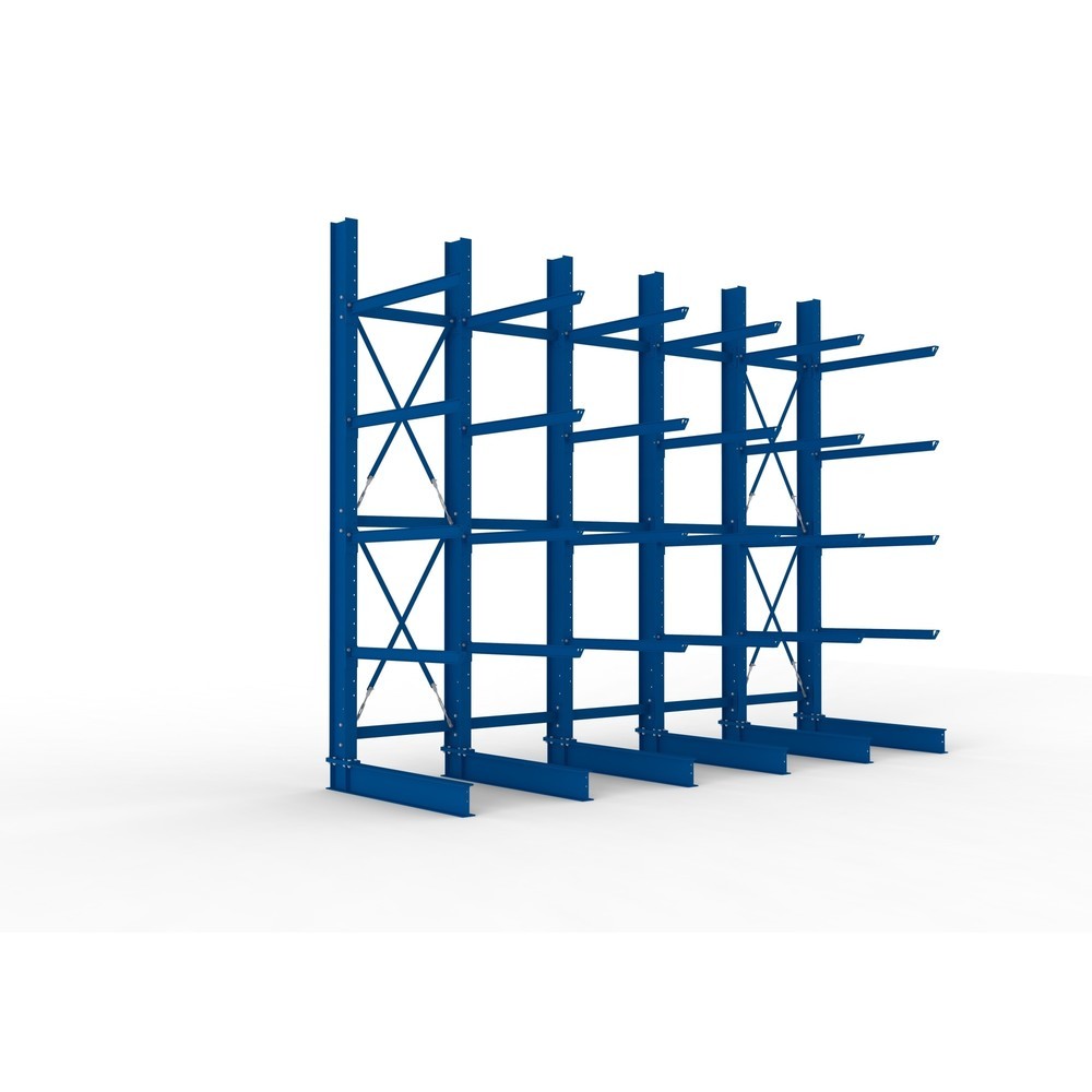 Produktabbildung Nr. 1: Kit complet de rayonnage cantilever pour charges lourdes META, unilatéral, capacité de charge par bras 400 kg, H x l x P 4 000 x 5 100 x 1 605 mm, 6 montants