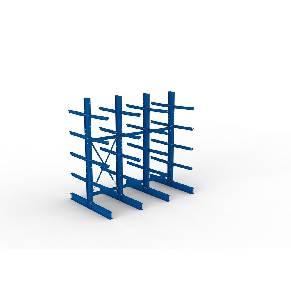 Produktabbildung Nr. 2: Kit complet de rayonnage cantilever pour charges lourdes META, double accès, capacité de charge par bras 630 kg, H x l x P 3 000 x 3 090 x 2 000 mm, 4 montants