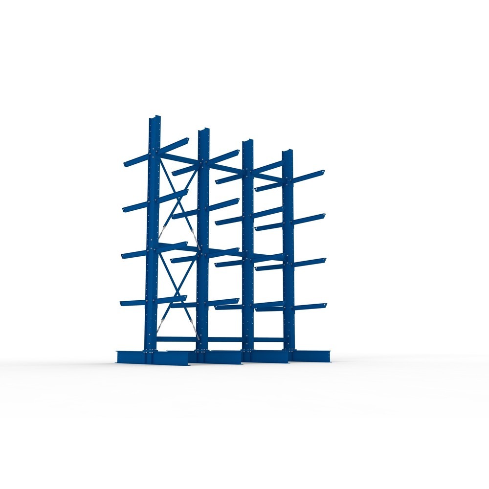 Produktabbildung Nr. 3: Kit complet de rayonnage cantilever pour charges lourdes META, double accès, capacité de charge par bras 630 kg, H x l x P 4 000 x 3 100 x 2 020 mm, 4 montants