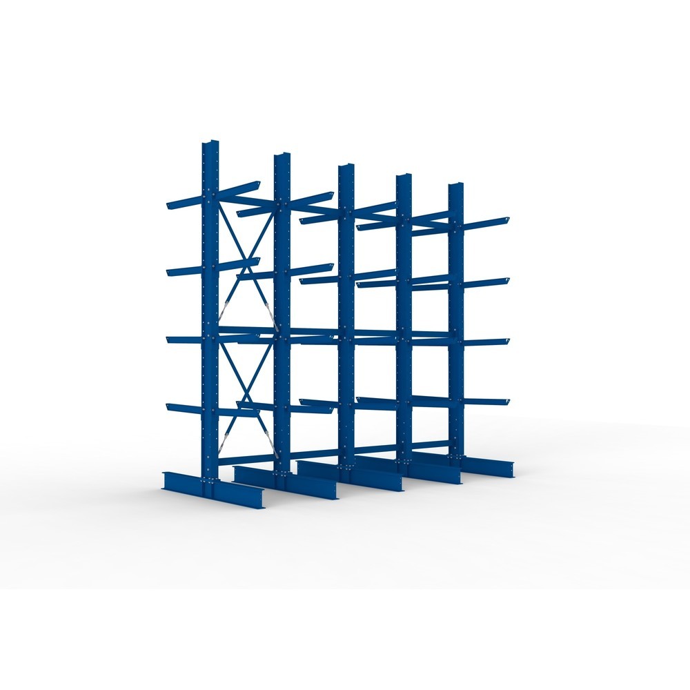 Produktabbildung Nr. 1: Kit complet de rayonnage cantilever pour charges lourdes META, double accès, capacité de charge par bras 630 kg, H x l x P 4 000 x 4 100 x 2 020 mm, 5 montants