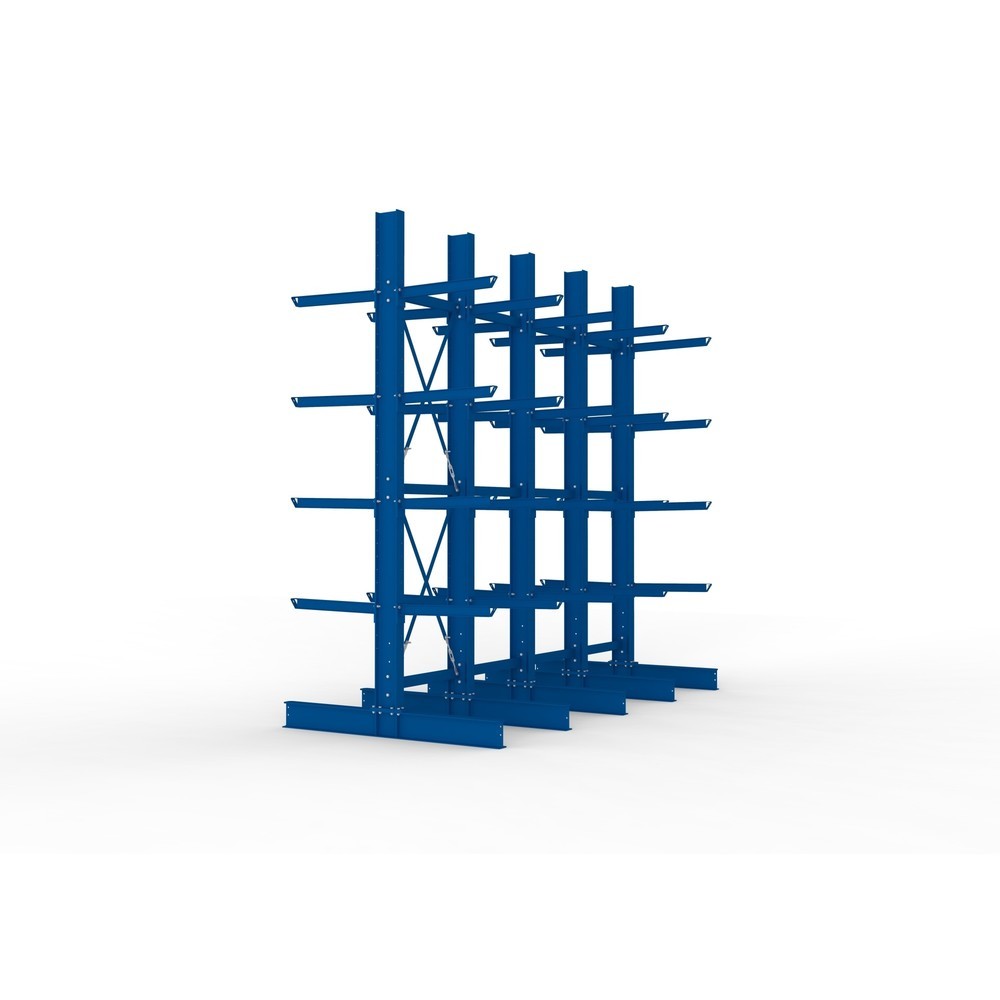 Produktabbildung Nr. 4: Kit complet de rayonnage cantilever pour charges lourdes META, double accès, capacité de charge par bras 630 kg, H x l x P 4 000 x 4 100 x 2 020 mm, 5 montants
