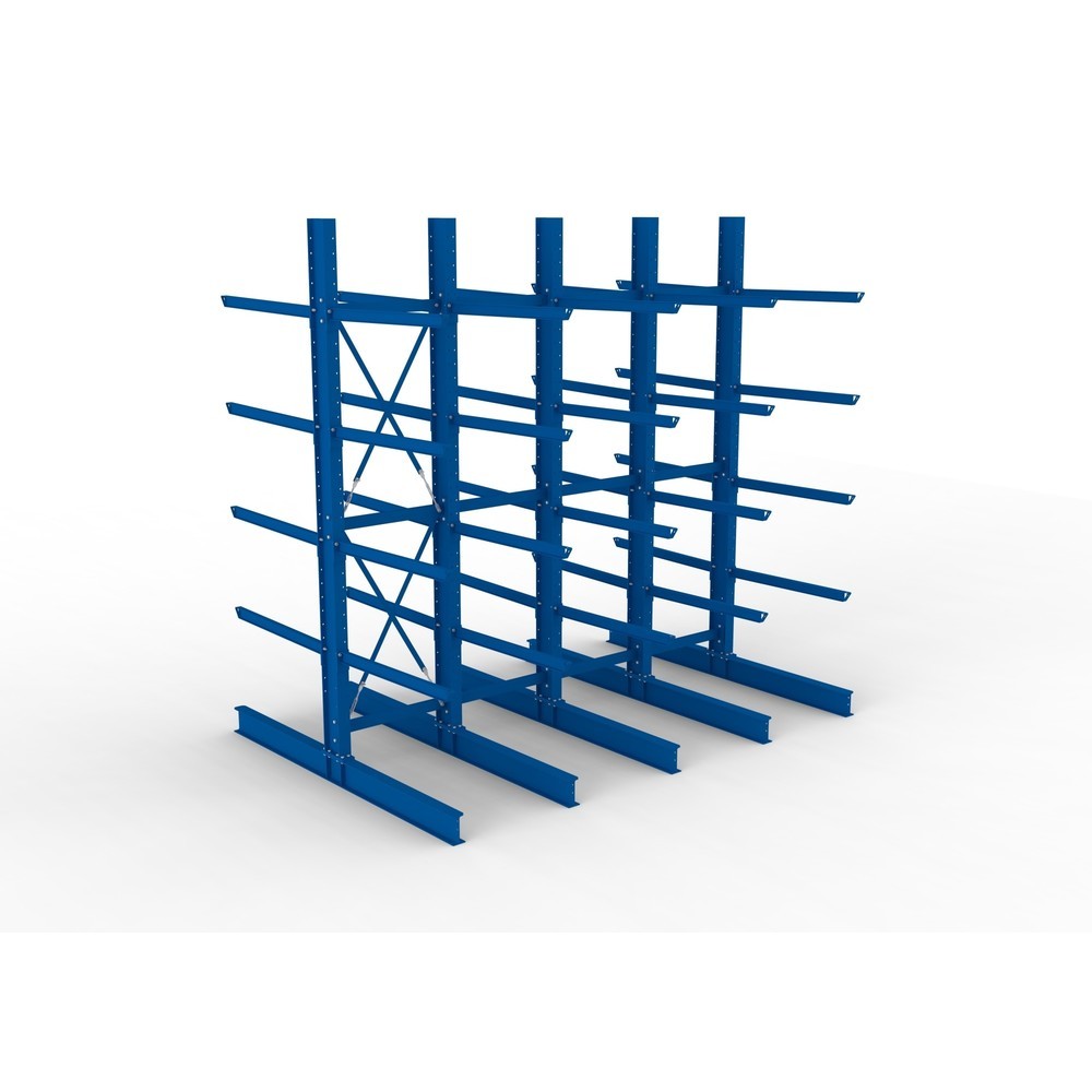 Produktabbildung Nr. 2: Kit complet de rayonnage cantilever pour charges lourdes META, double accès, capacité de charge par bras 400 kg, H x l x P 4 000 x 4 100 x 2 920 mm, 5 montants