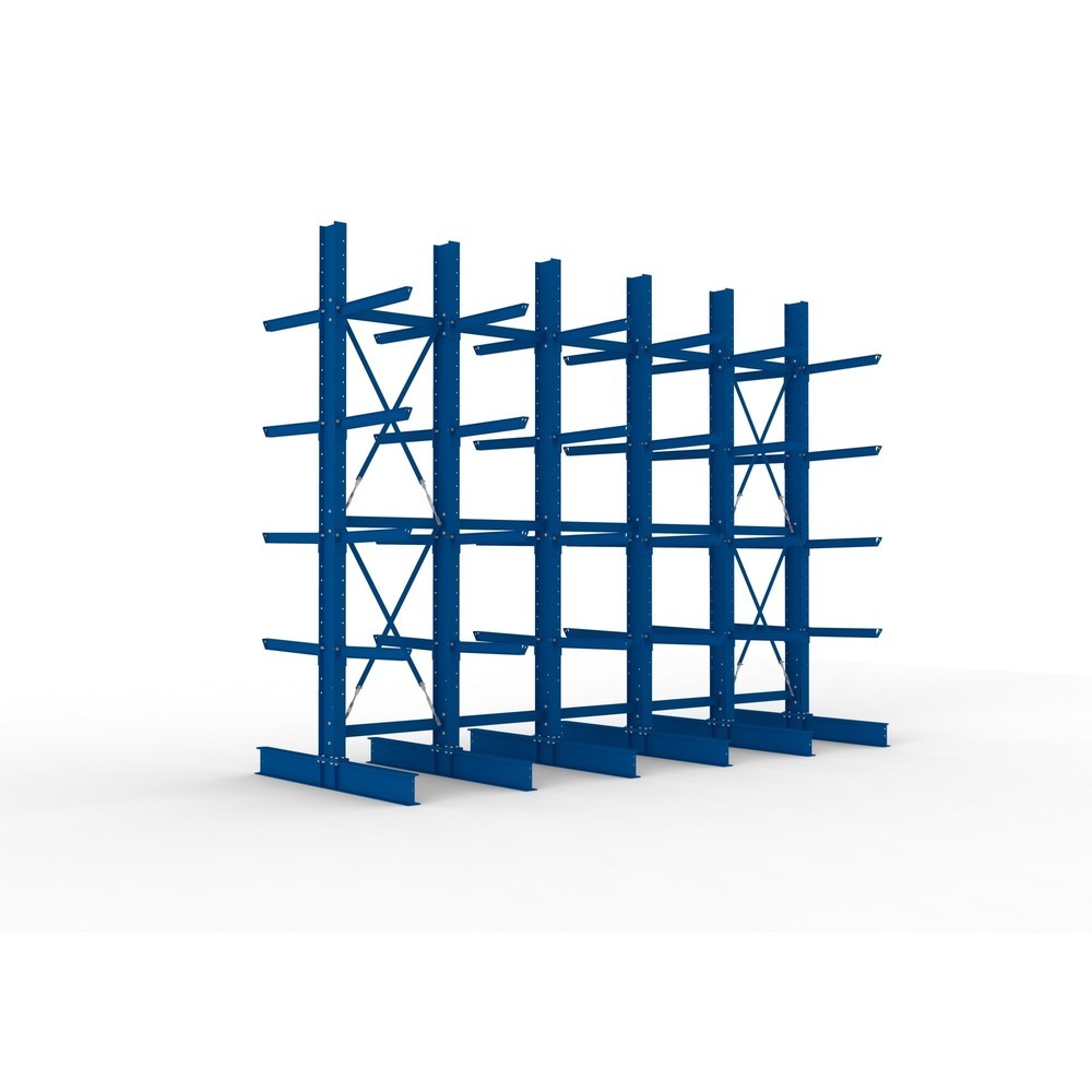 Produktabbildung Nr. 1: Kit complet de rayonnage cantilever pour charges lourdes META, double accès, capacité de charge par bras 630 kg, H x l x P 4 000 x 5 100 x 2 020 mm, 6 montants