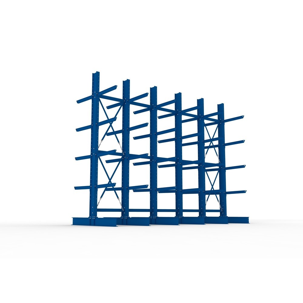 Produktabbildung Nr. 3: Kit complet de rayonnage cantilever pour charges lourdes META, double accès, capacité de charge par bras 630 kg, H x l x P 4 000 x 5 100 x 2 020 mm, 6 montants