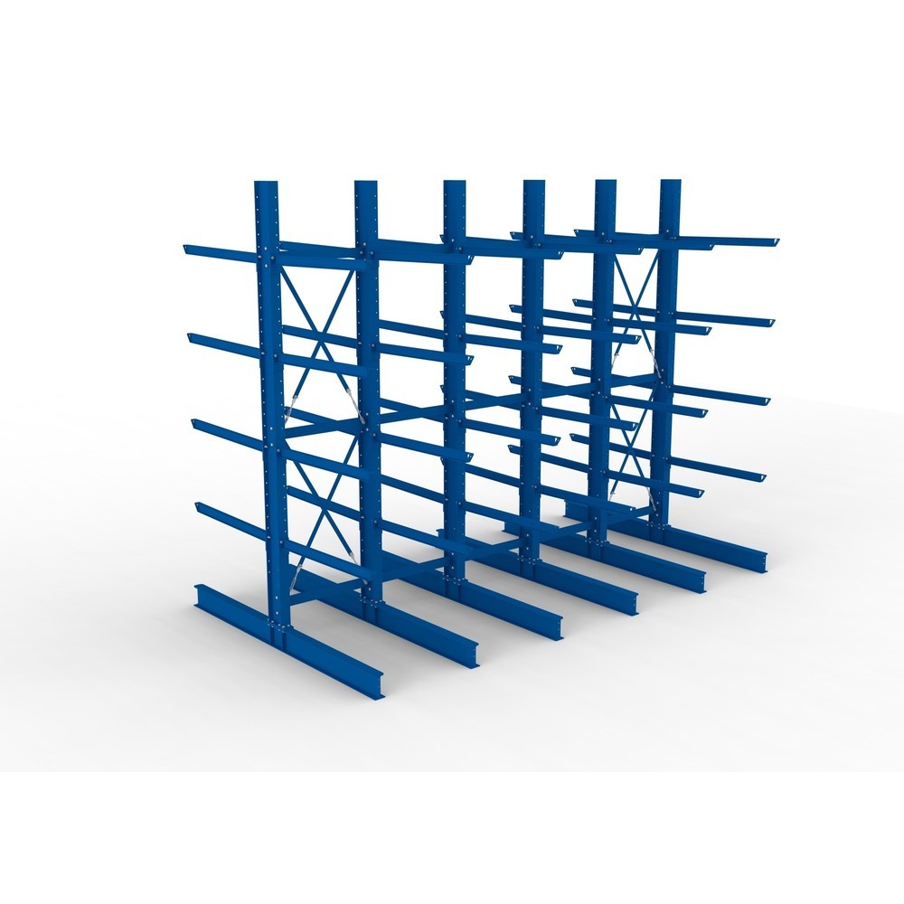 Produktabbildung Nr. 2: Kit complet de rayonnage cantilever pour charges lourdes META, double accès, capacité de charge par bras 400 kg, H x l x P 4 000 x 5 100 x 2 920 mm, 6 montants