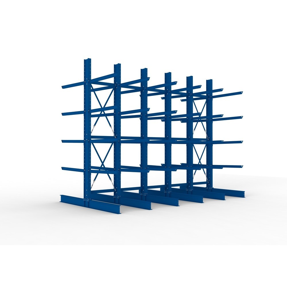 Produktabbildung Nr. 1: Kit complet de rayonnage cantilever pour charges lourdes META, double accès, capacité de charge par bras 400 kg, H x l x P 4 000 x 5 100 x 2 920 mm, 6 montants