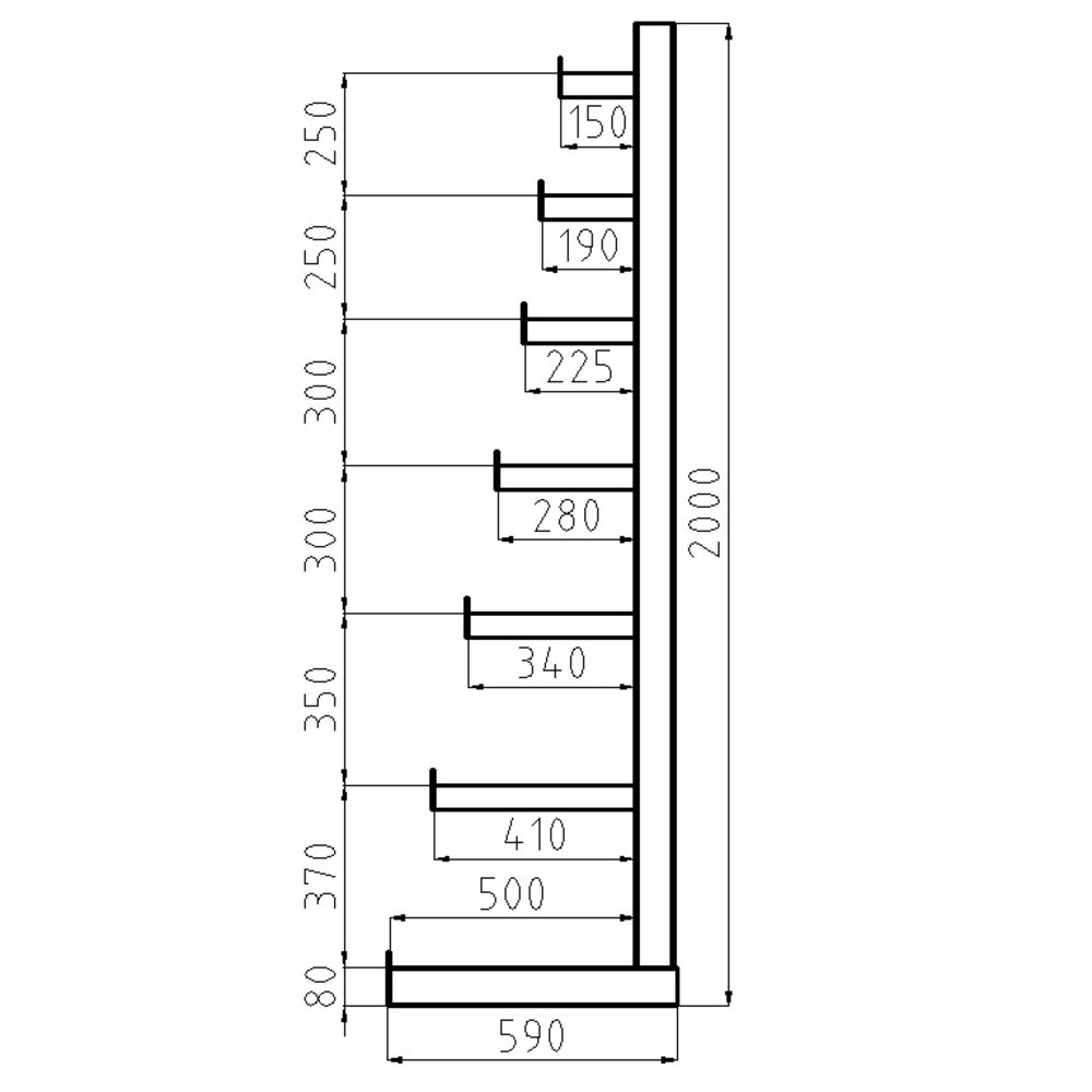 Produktabbildung Nr. 2: Rayonnage Cantilever META, unilatéral, TK 150 kg, 3 supports