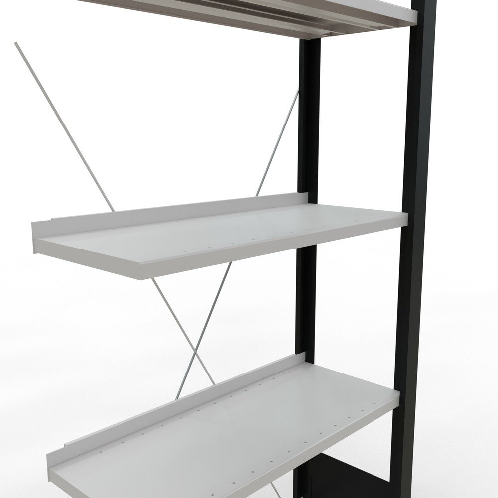 Produktabbildung Nr. 4: Rayonnage de bureau SCHULTE travée auxiliaire, utilisable d’un seul côté, avec barres de butée, CT 85 kg, noir, HxlxP 1 800 x 750 x 300 mm