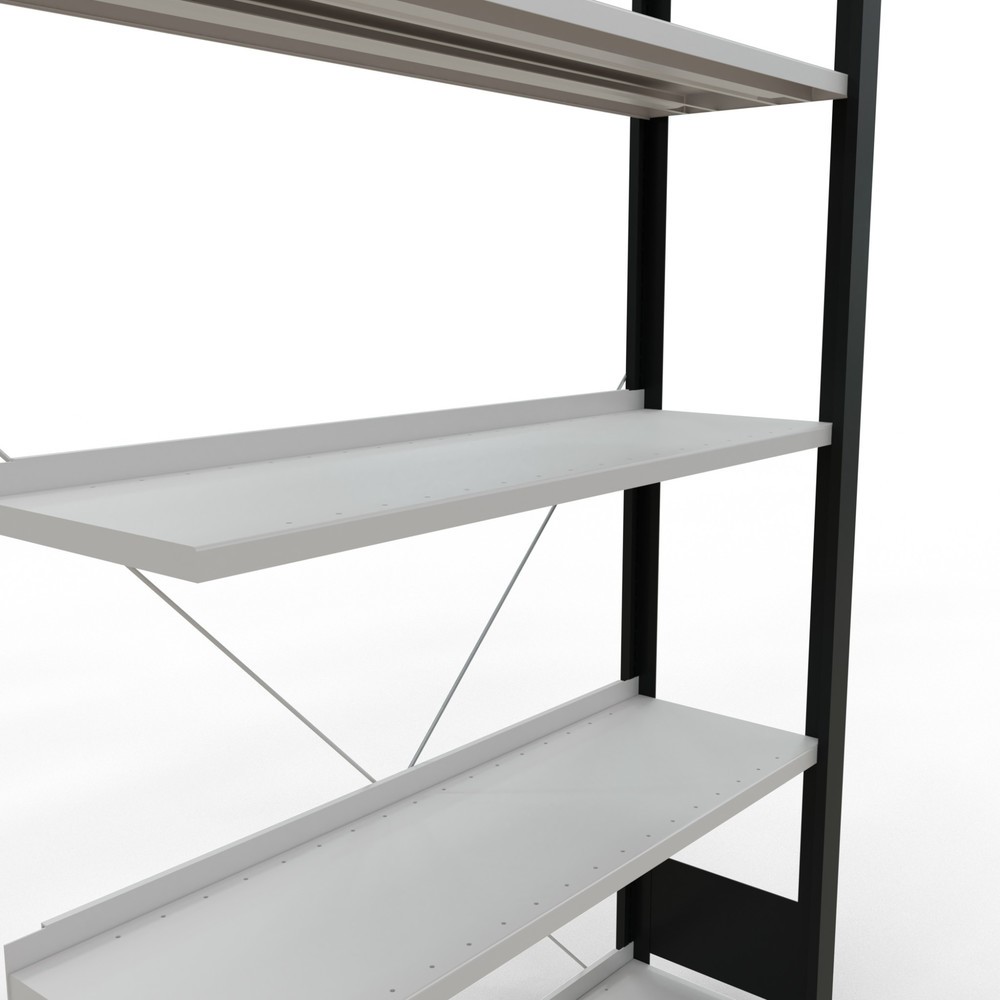 Produktabbildung Nr. 4: Rayonnage de bureau SCHULTE travée auxiliaire, utilisable d’un seul côté, avec barres de butée, CT 85 kg, noir, HxlxP 1 800 x 1 000 x 300 mm