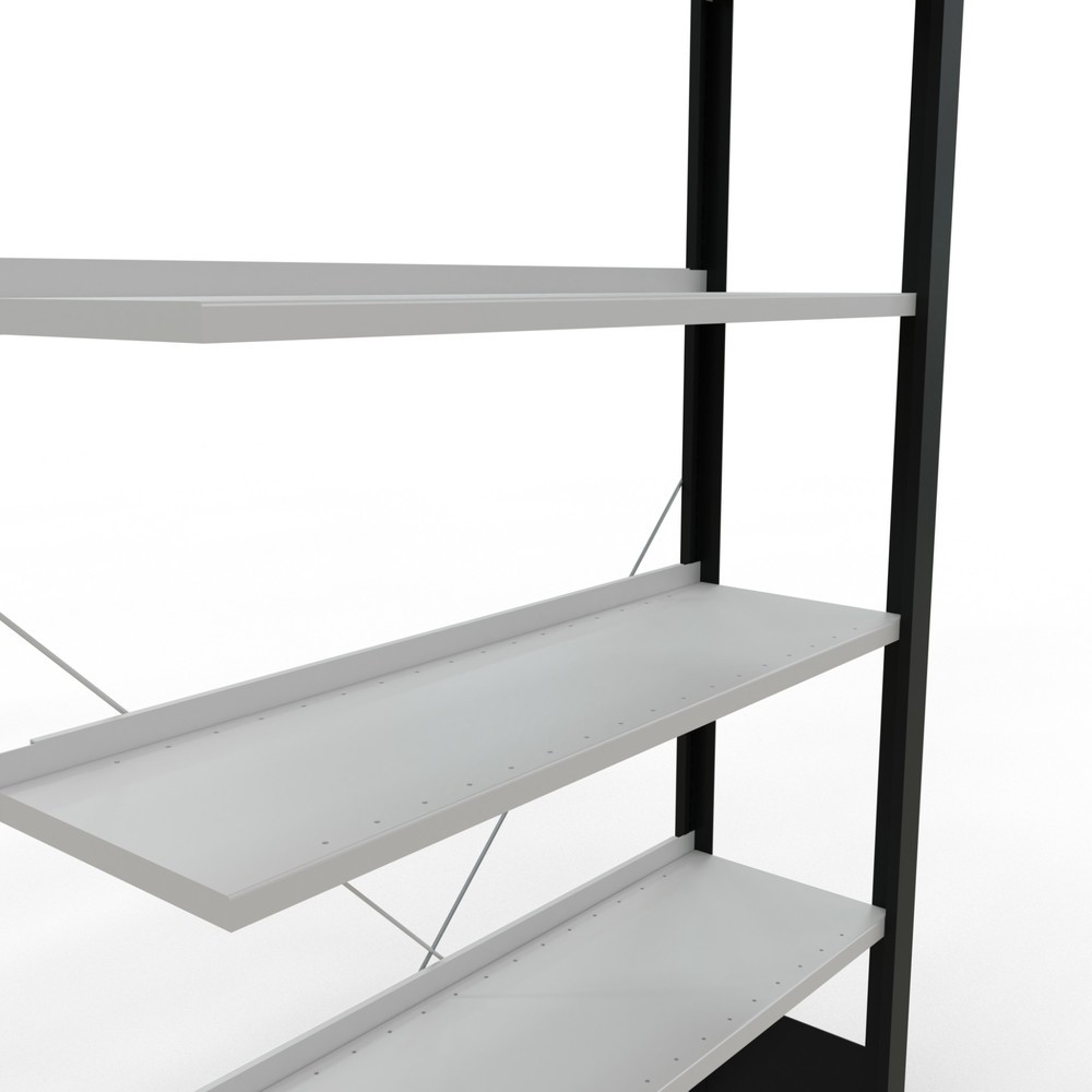 Produktabbildung Nr. 4: Rayonnage de bureau SCHULTE travée auxiliaire, utilisable d’un seul côté, avec barres de butée, CT 85 kg, noir, HxlxP 2 000 x 1 000 x 300 mm